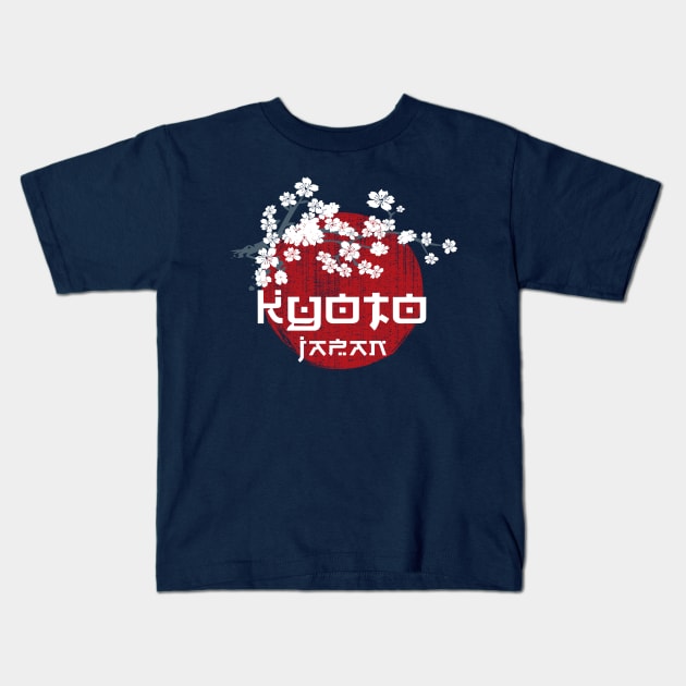 Cherry Blossom Japan Kyoto Rising Sun Kids T-Shirt by Designkix